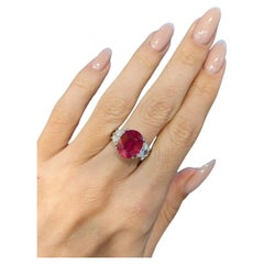 GIA Certified 4.22 Carat Vivid Red Ruby Diamond Cocktail Ring