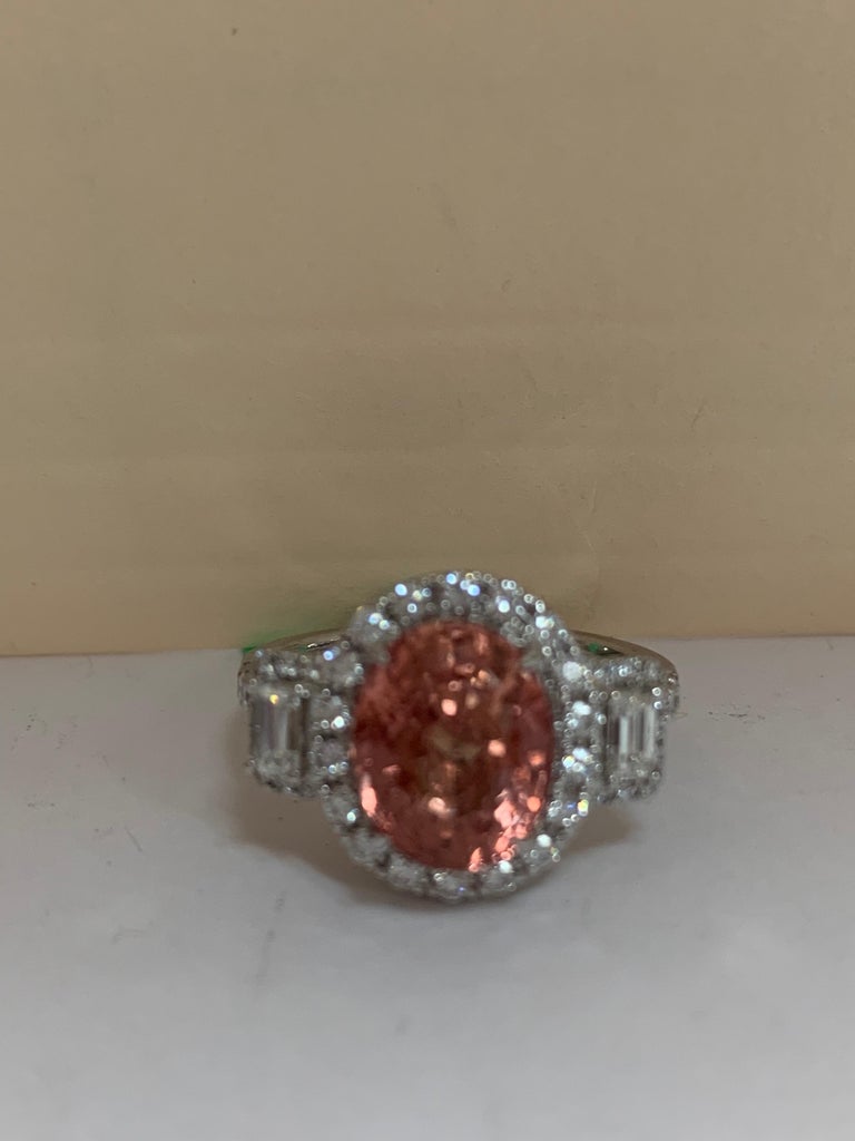 GIA Certified 4.23 Carat Padparadscha Sapphire Ring at 1stDibs