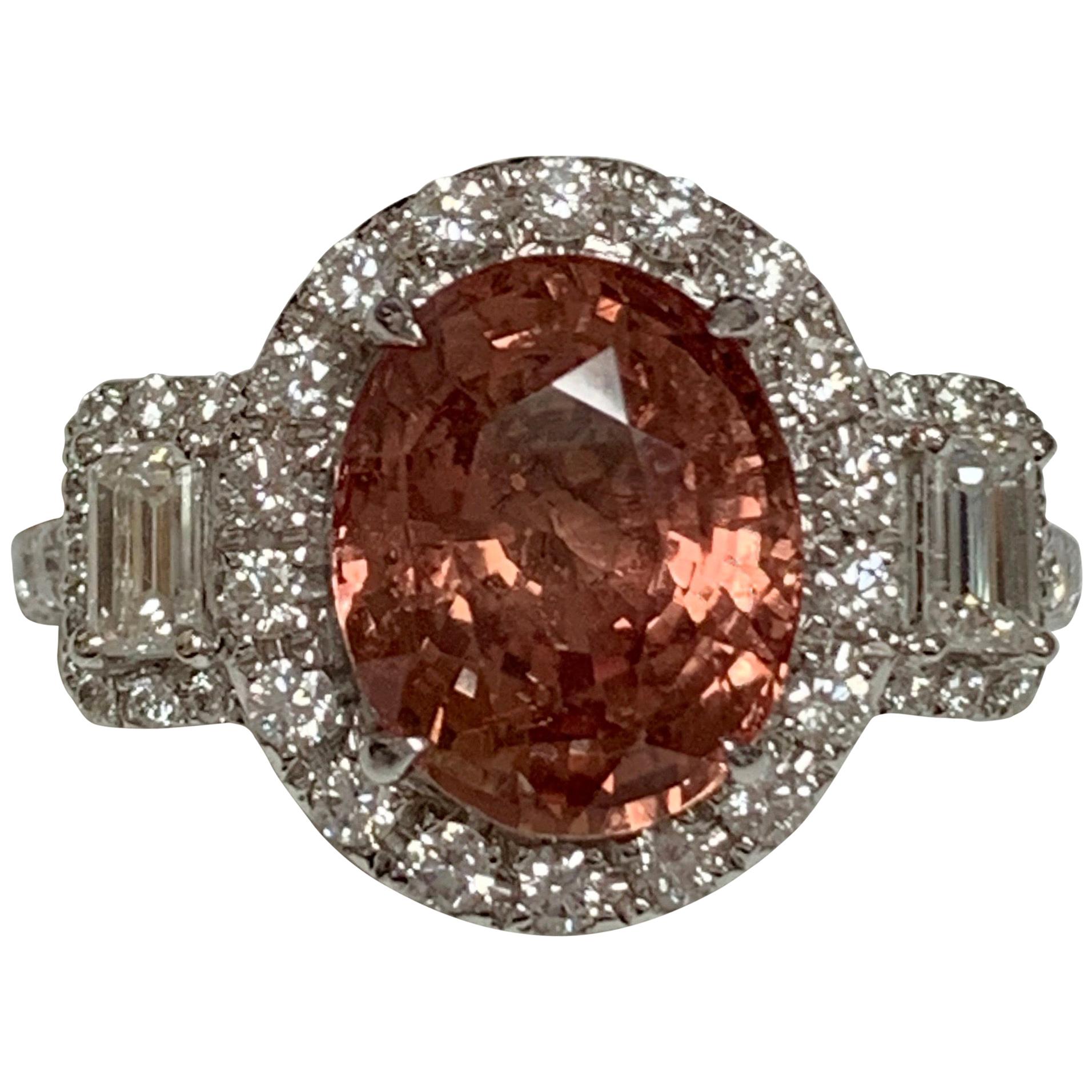 GIA Certified 4.23 Carat Padparadscha Sapphire Ring