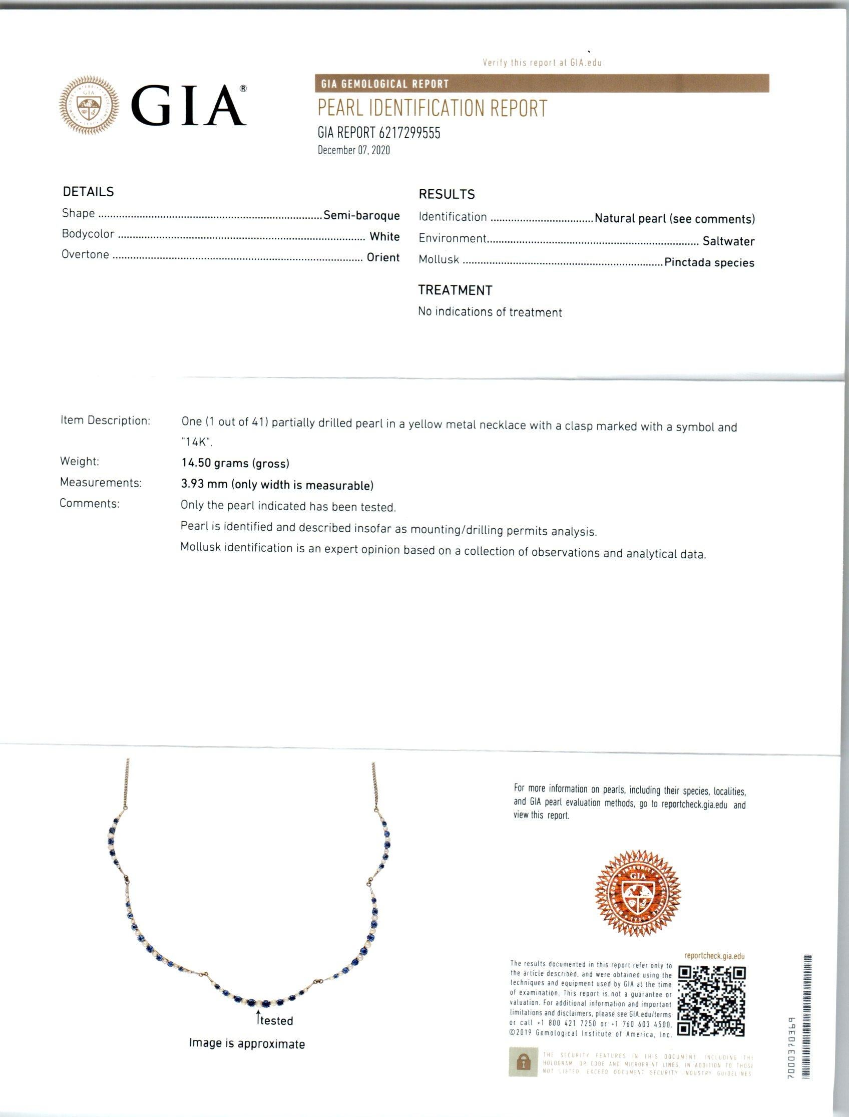Halskette aus Gelbgold mit GIA-zertifizierten 4,25 Karat blauen Saphiren im Zustand „Gut“ im Angebot in Stamford, CT