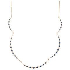 GIA Certified 4.25 Carat Blue Sapphire Pearl Yellow Gold Necklace