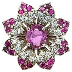 Anillo de oro blanco de 18 quilates con diamante zafiro rosa natural certificado por GIA de 4,25 quilates