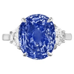 GIA Certified 4.27 Carat Kashmir No Heat Blue Sapphire Diamond Ring