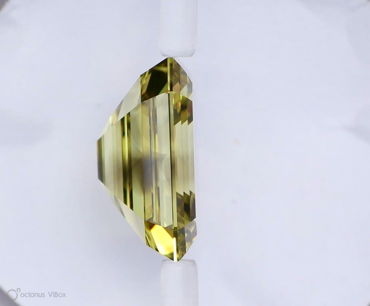 GIA Certified 4.27 Carat Natural Fancy Deep Brownish Greenish Yellow SI1 Emerald Cut Diamond