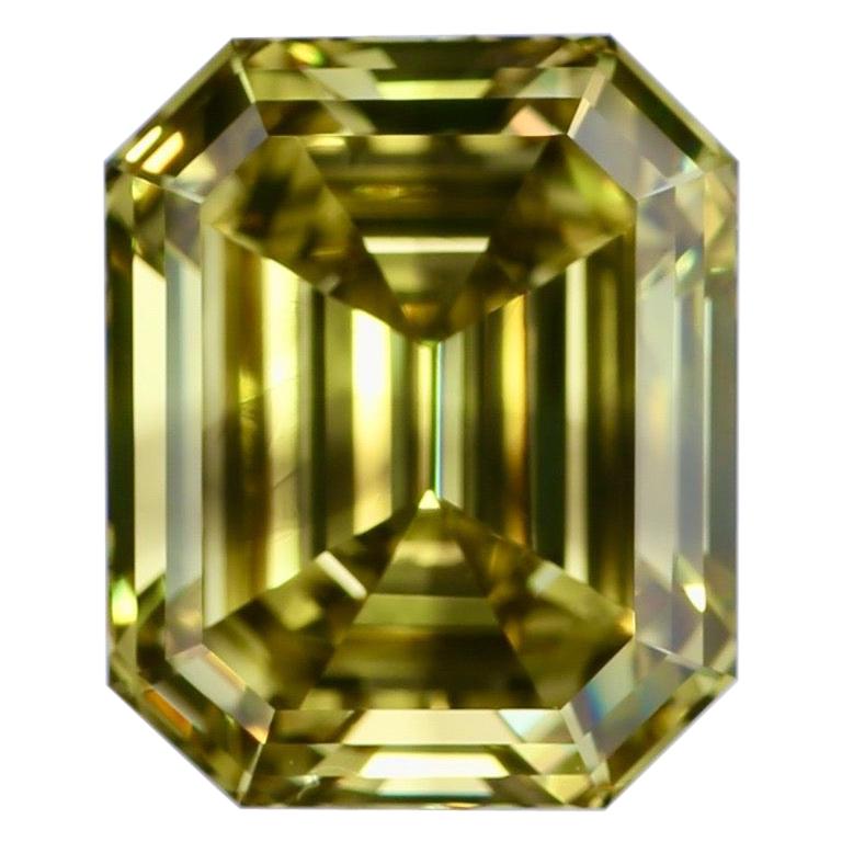 GIA Certified 4.27 Carat Natural Fancy Deep Brownish Greenish Yellow SI1 Diamond