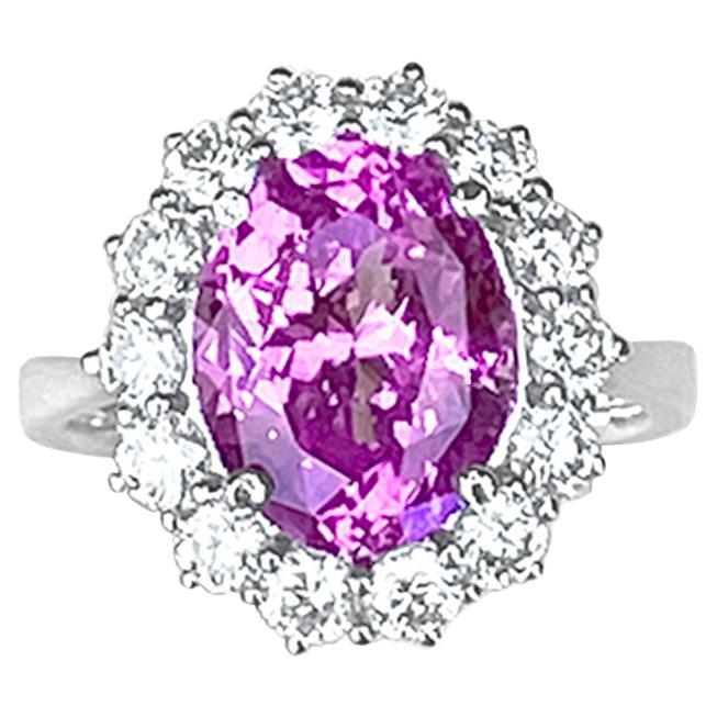 GIA Certified 4.28 Cts Pink Ceylon Sapphire (Natural, Unheated) 18K Gold Ring