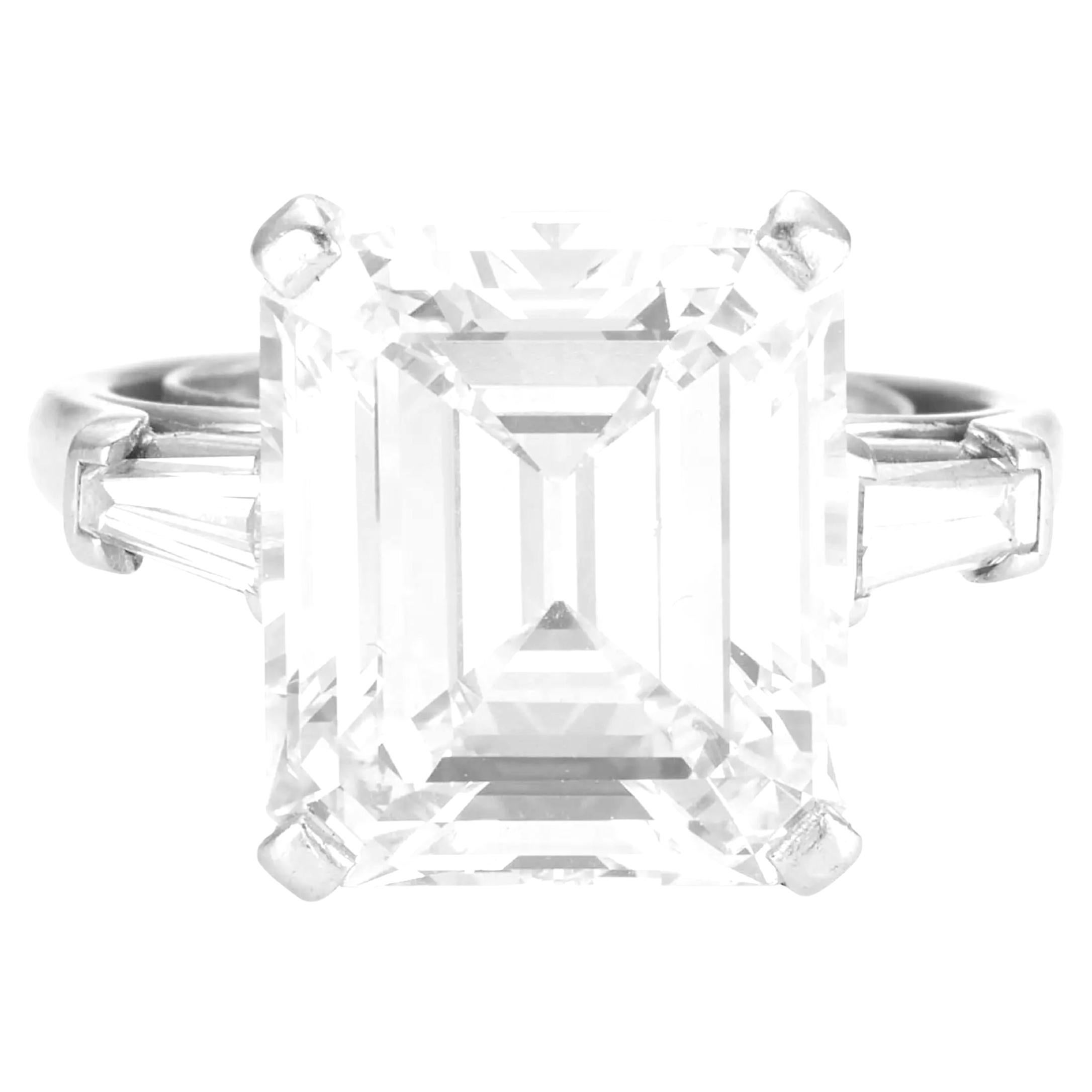 GIA Certified 4.29 Carat Emerald Cut Diamond Engagement Platinum Ring
