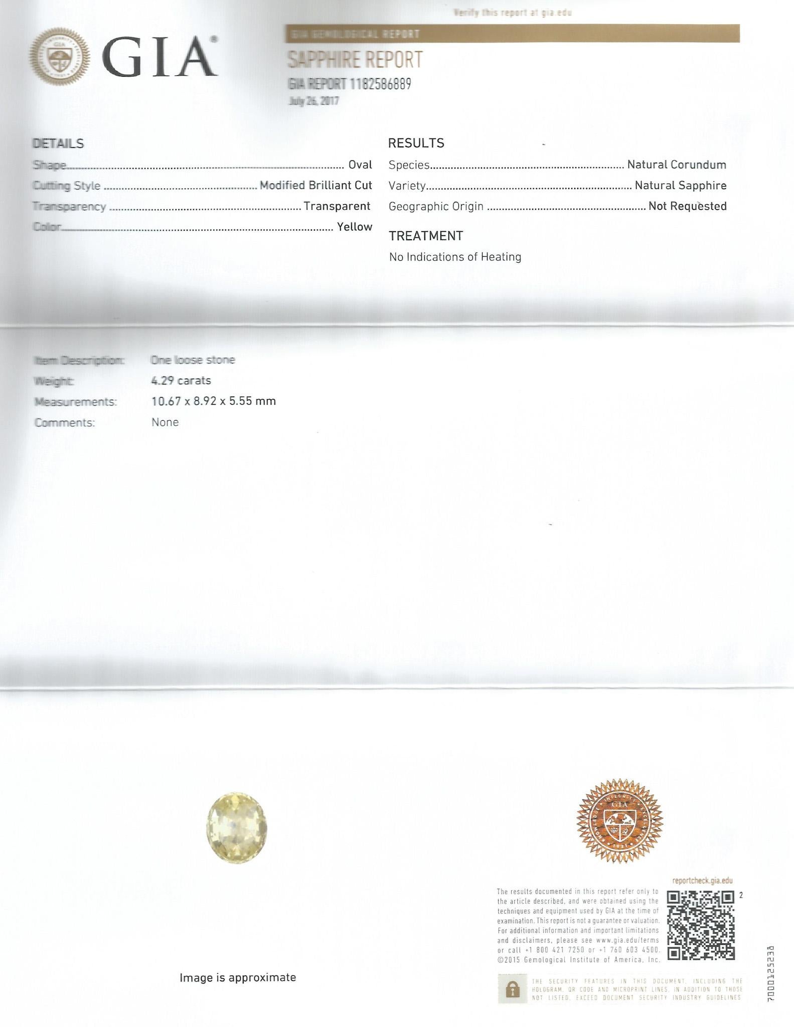 GIA-zertifizierter 4,29 Karat ovaler natürlicher gelber Saphir Diamant-Halo-Ring mit Halo-Ring  Damen im Angebot