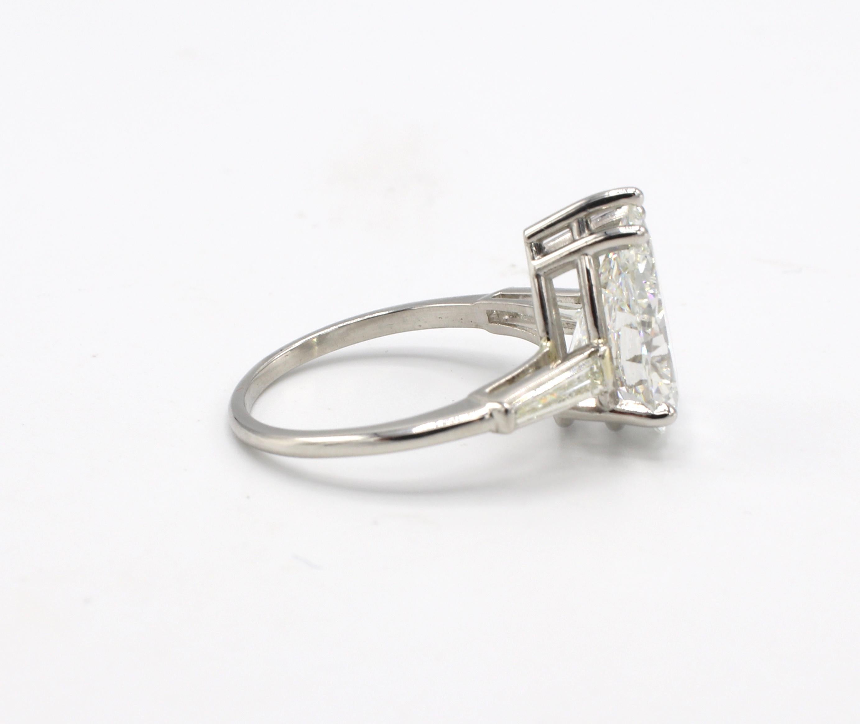 Women's GIA Certified 4.29 Carat Pear Brilliant Platinum Diamond Engagement Ring