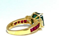 GIA Certified 4.29 Carat F1 Emerald Fancy Yellow Diamond Ruby Ring 18 Karat