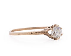 GIA Certified .43 Carat Art Deco Diamond 10 Karat Yellow Gold Engagement Ring