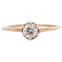 GIA Certified .43 Carat Art Deco Diamond 10 Karat Yellow Gold Engagement Ring