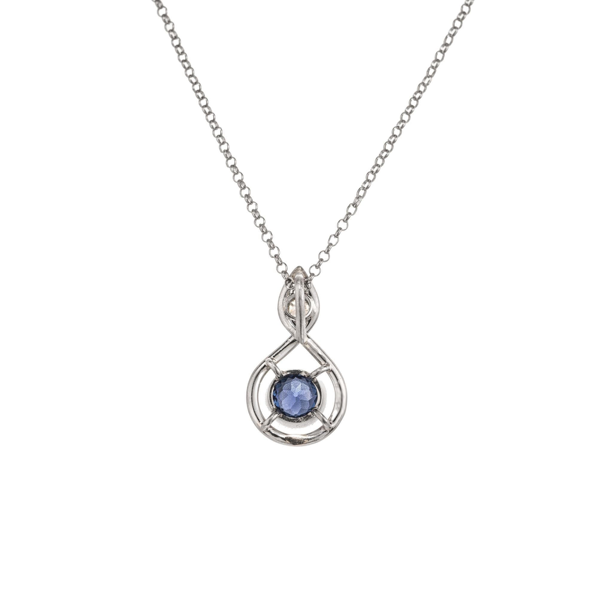 Women's GIA Certified .43 Carat Yogo Gulch Montana Sapphire Diamond Platinum Necklace  For Sale