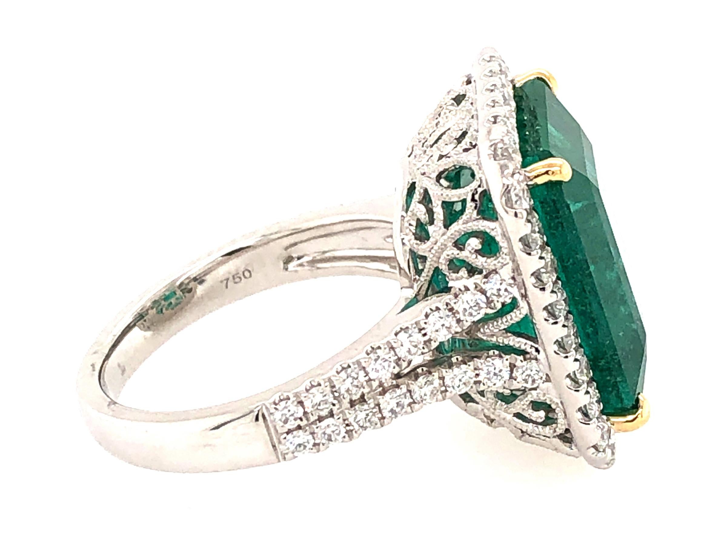 GIA Certified 4.30 Carat African Emerald and Diamond Ring 3