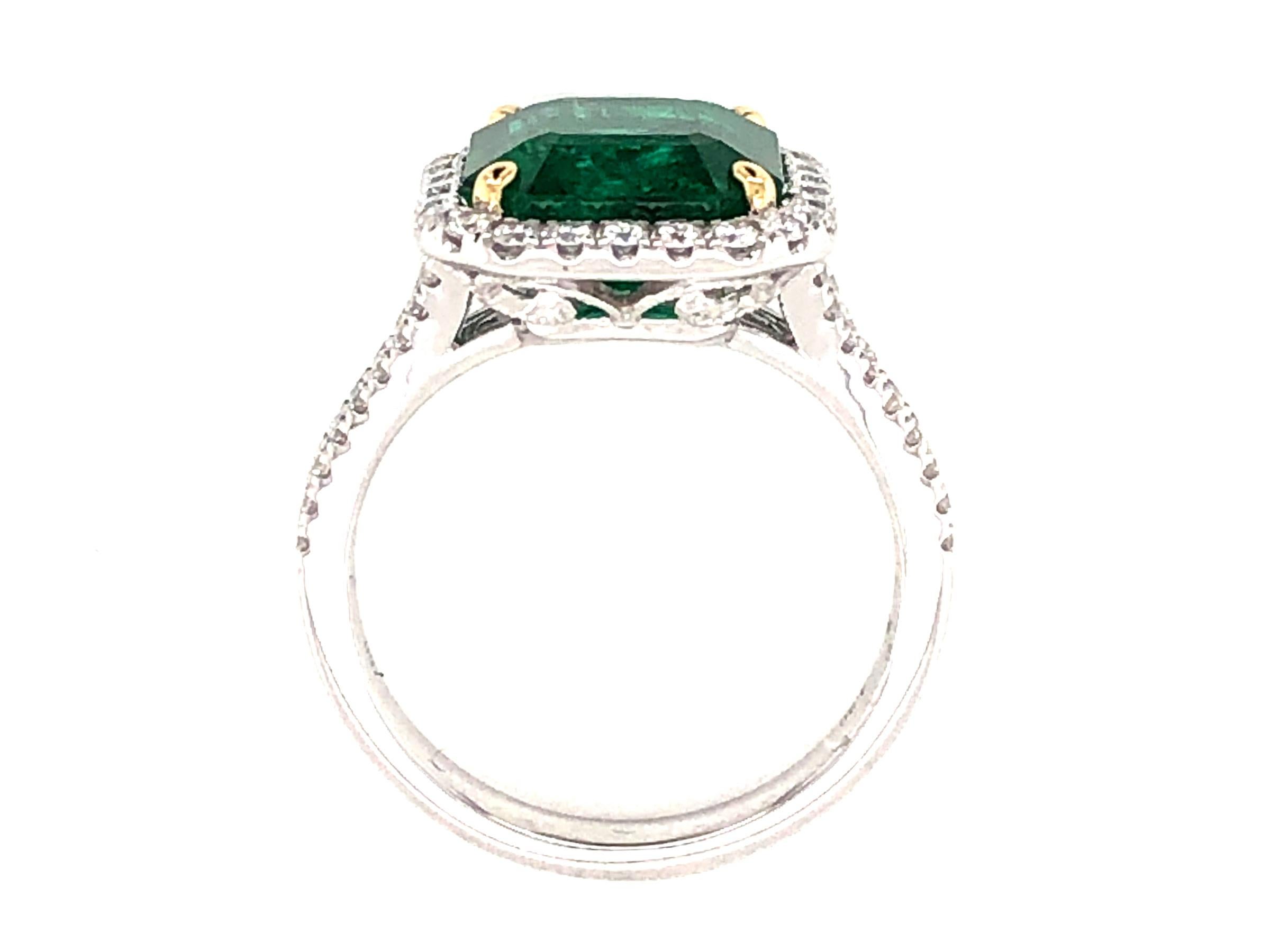 GIA Certified 4.30 Carat African Emerald and Diamond Ring 5