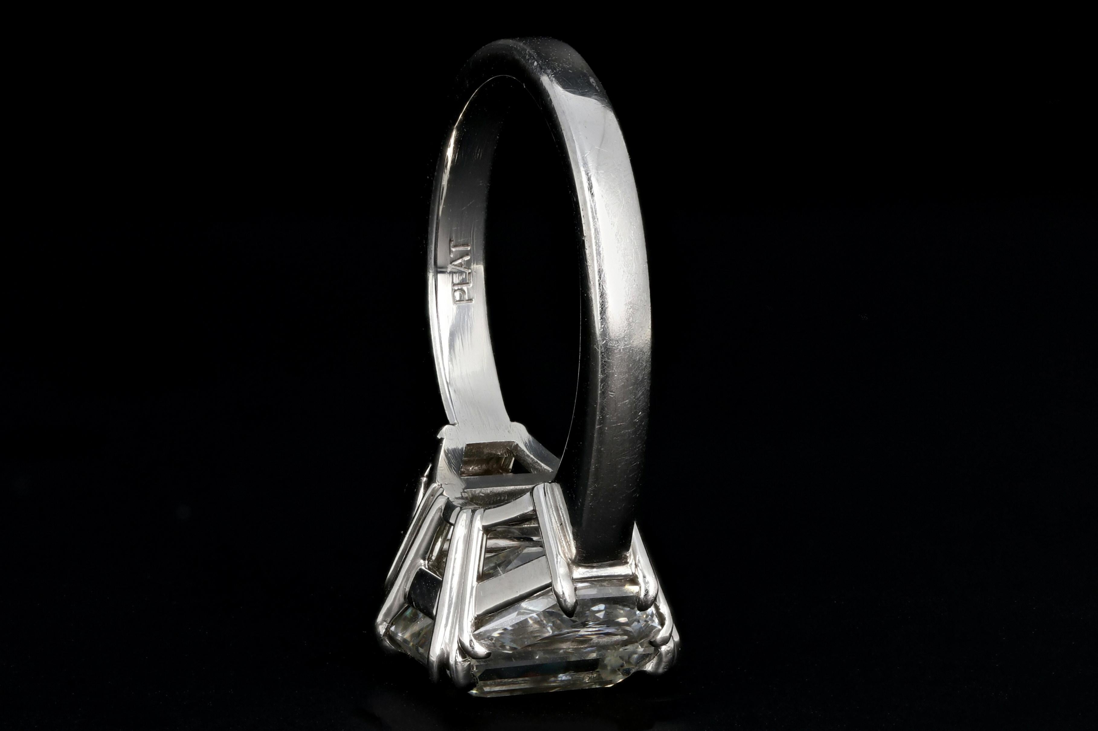 Women's or Men's GIA Certified 4.30 Carat Emerald Cut Diamond Platinum Engagement Ring