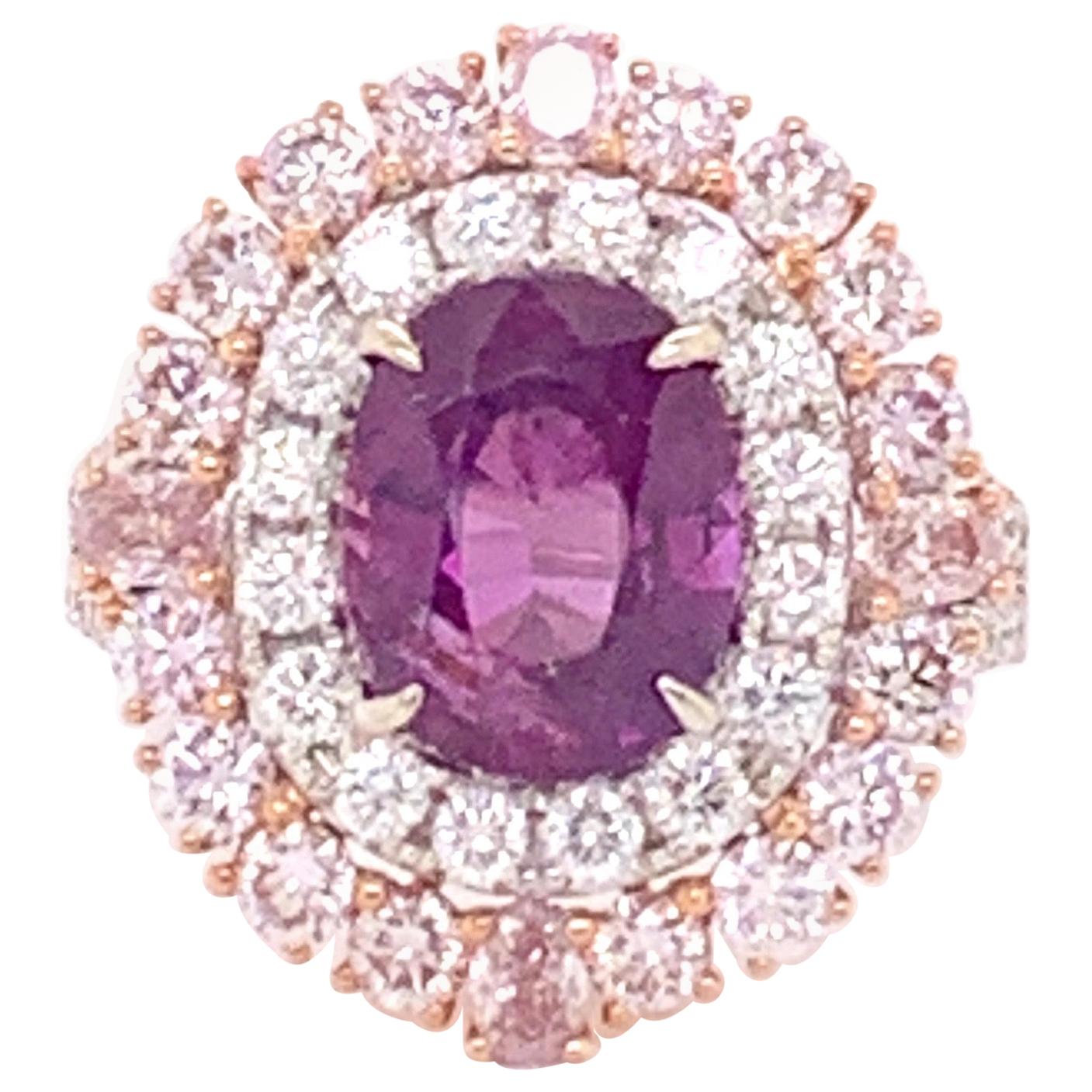 GIA Certified 4.30 Carat Kashmir Sapphire and Diamond Ring