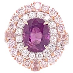 GIA Certified 4.30 Carat Kashmir Sapphire and Diamond Ring
