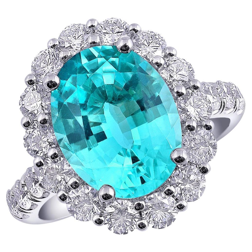 GIA Certificado 4.30ct Natural Mozambique Paraiba Tourmaline Diamond Platinum Ring