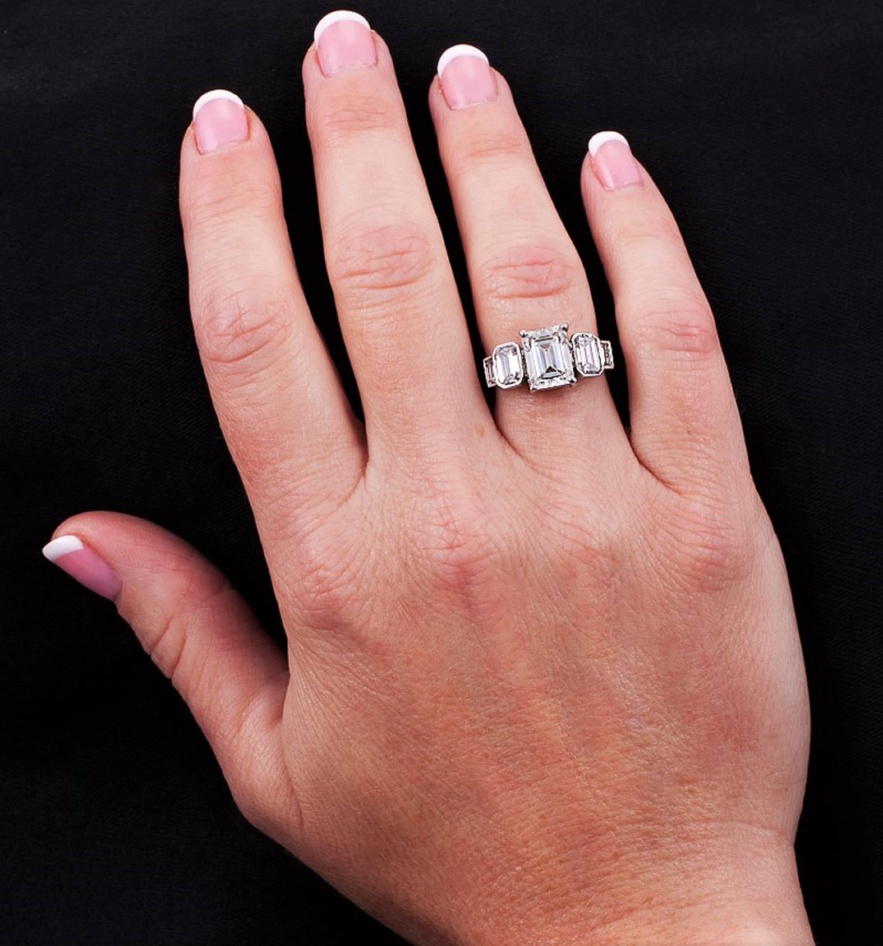 Emerald Cut GIA Certified 4.30 Carat Diamond Platinum Engagement Ring