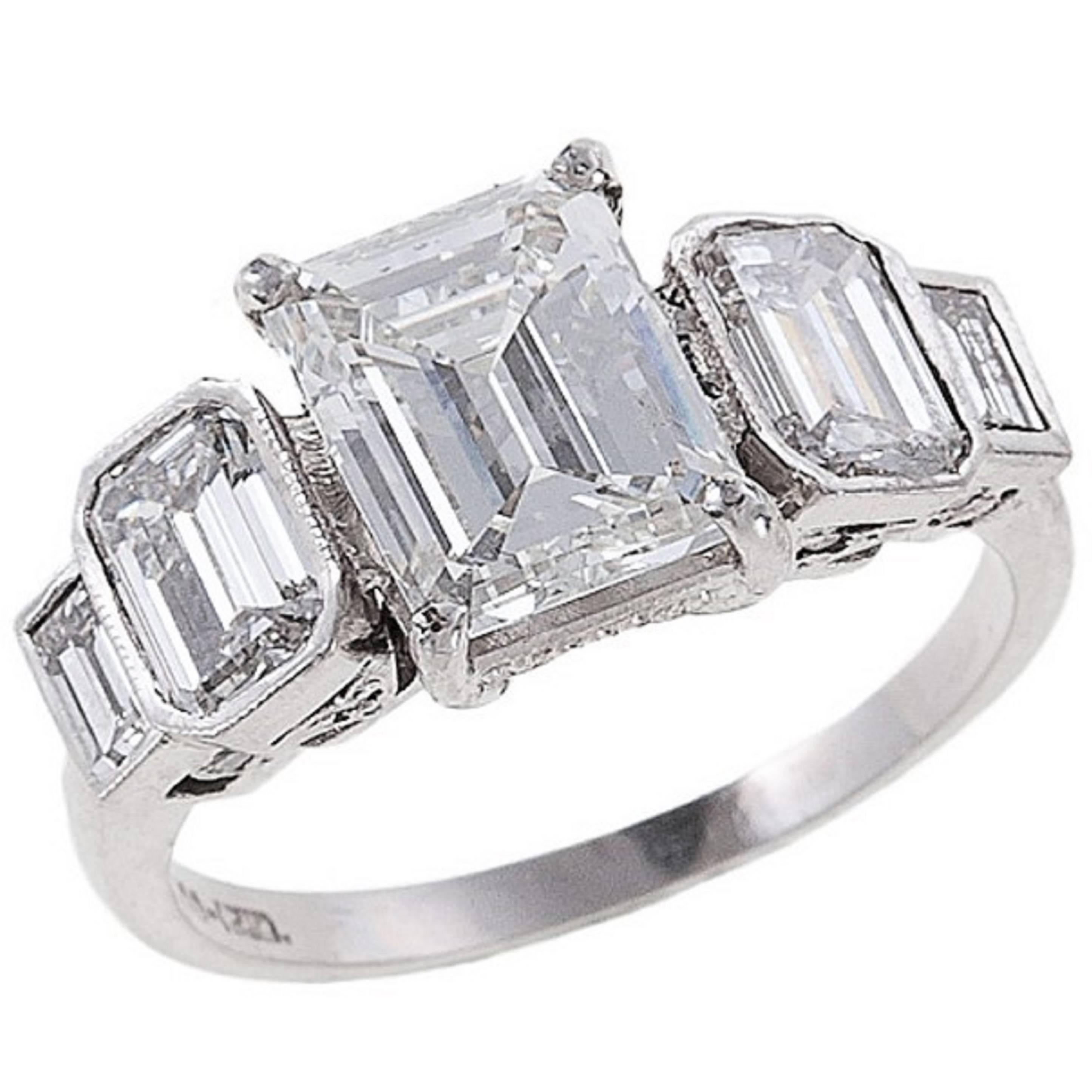 GIA Certified 4.30 Carat Diamond Platinum Engagement Ring