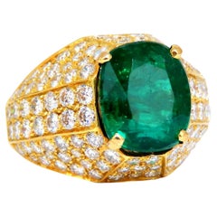 GIA Certified 4.30ct Natural Emerald Diamonds Ring 14kt