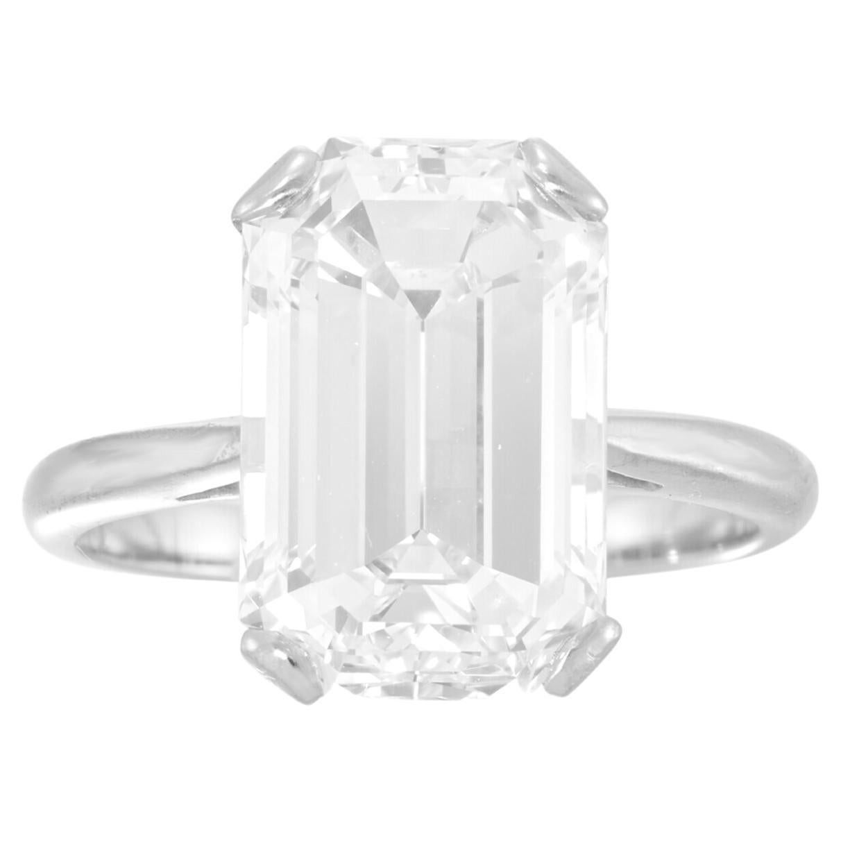 GIA Certified 4.31 Carat Emerald Cut Diamond Ring in Platinum