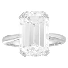 Bague en platine avec diamant taille émeraude de 4,31 carats certifié par le GIA
