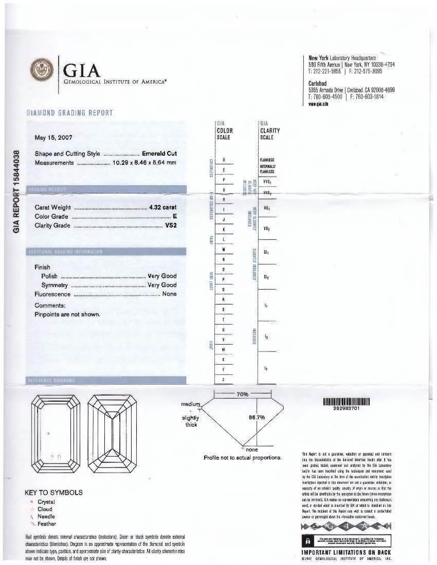 Spectra Fine Jewelry, Anillo de compromiso de diamantes con certificado GIA de 4,32 quilates y color E en venta 4