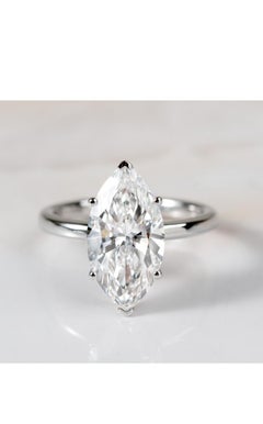 GIA Certified 4.33 Carats D/VVS2 Marquise Shape Diamond 18K Gold Ring