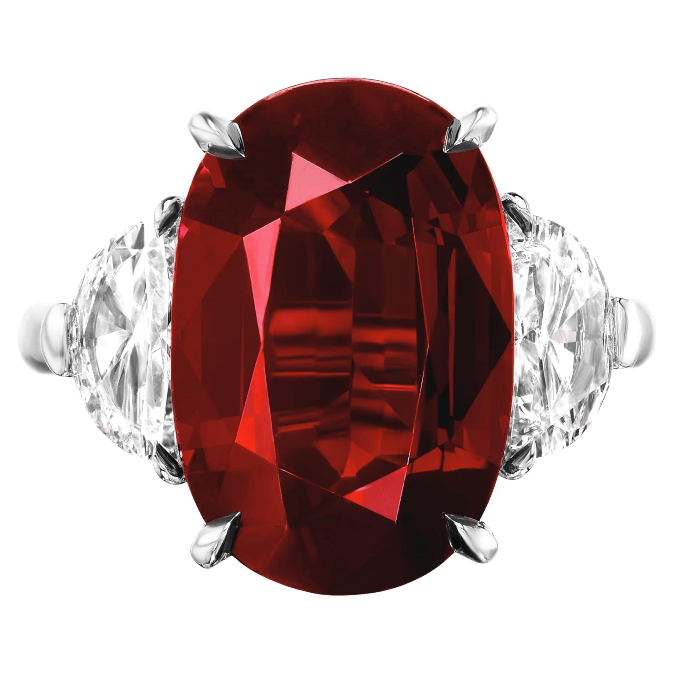 Certificado GIA 4.35 Ct. Anillo de diamantes y rubíes sin calentar de BURMESE