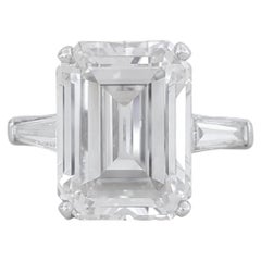 Anillo de diamantes talla esmeralda de 4.37 con certificado GIA y baguette cónica en platino