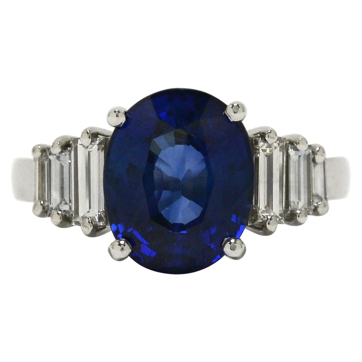GIA Certified 4.39 Carat Sapphire Engagement Ring For Sale