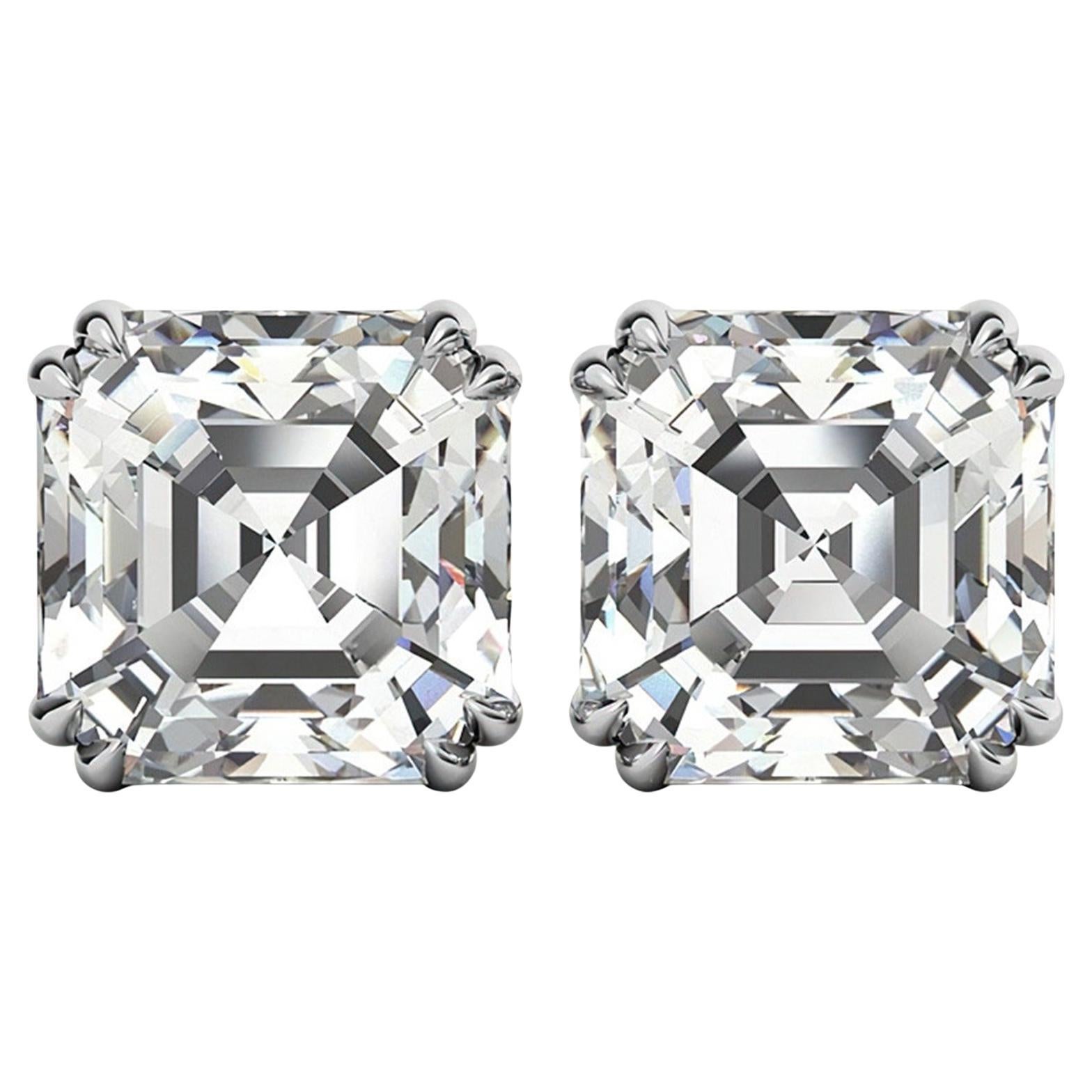 GIA Certified 44 Carat Asscher Cut Shape Diamond Studs For Sale