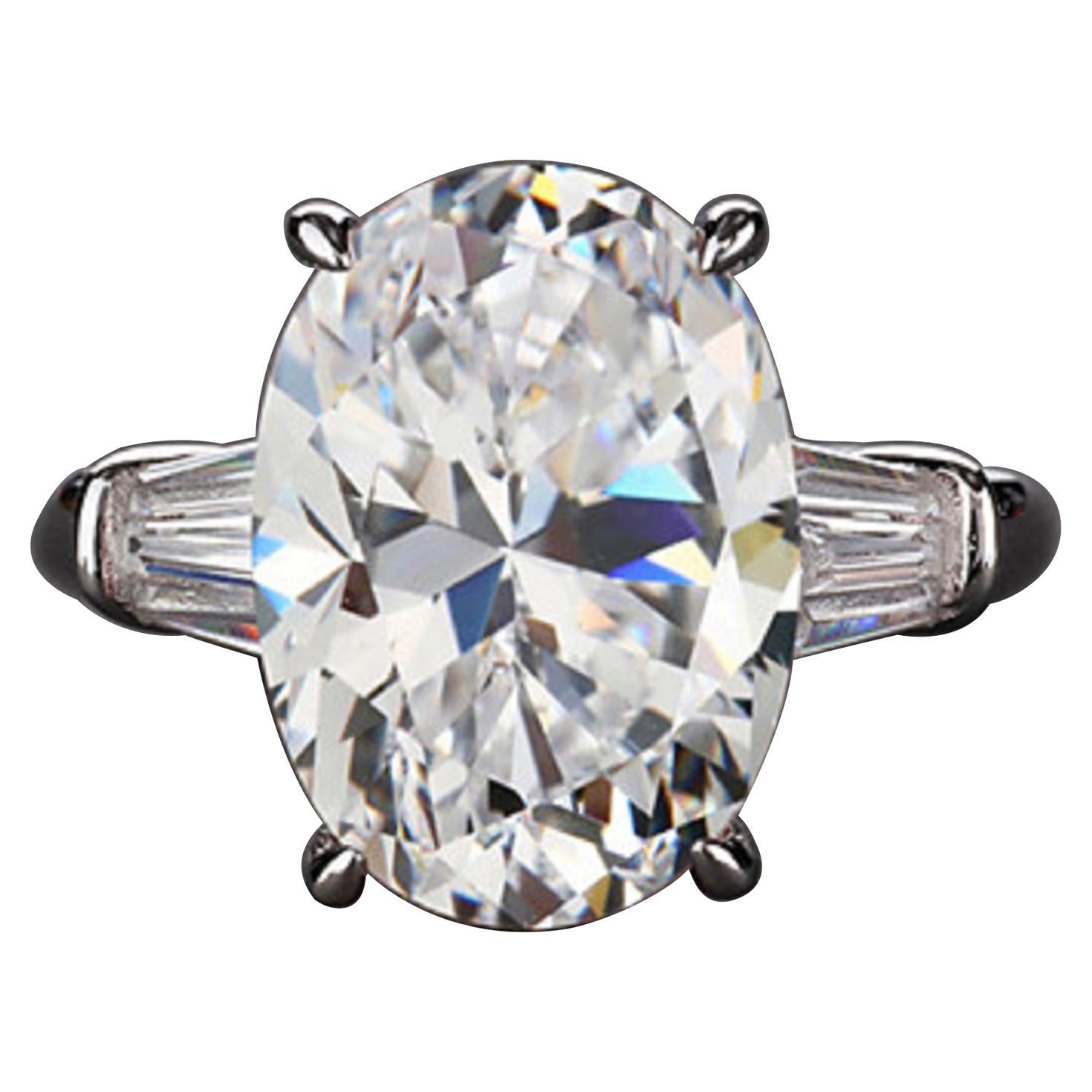 GIA Certified 4.40 Carat Oval Diamond Ring For Sale
