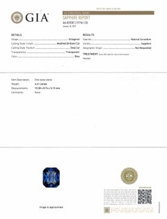 GIA Certified 4.41 Carat Emerald Cut Sapphire Diamond 3 Stone Ring in Platinum