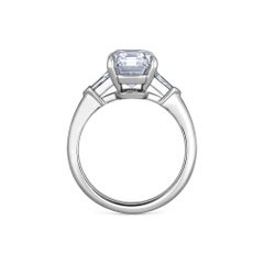 Bague de fiançailles en platine avec diamant taille émeraude de 4,42 carats
