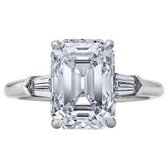 4.42 Carat Emerald Cut Diamond Platinum Engagement Ring