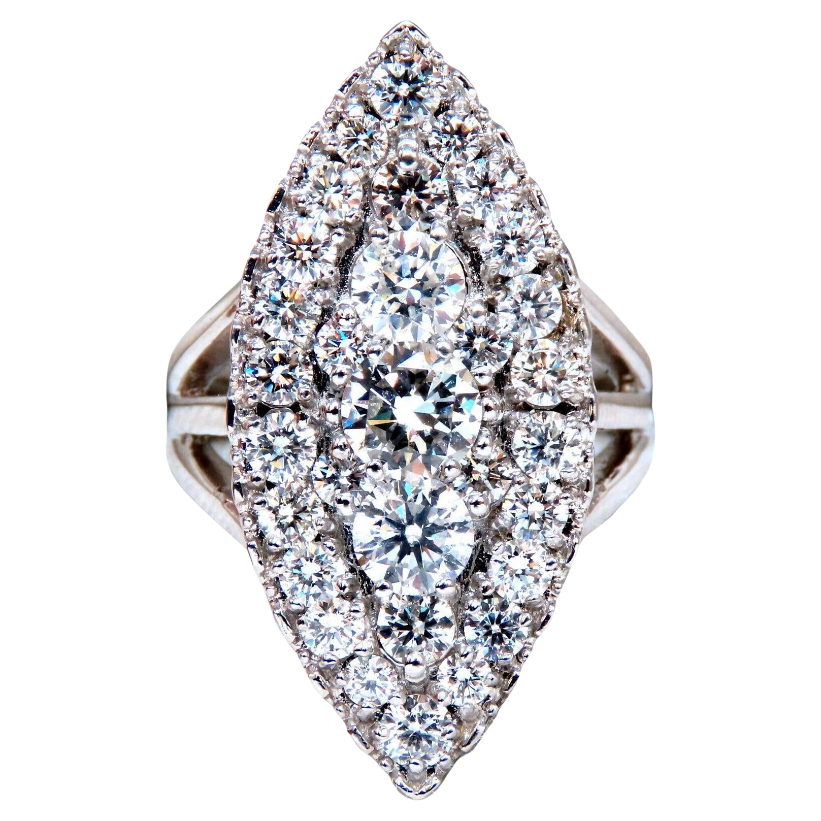 GIA zertifiziert 4,42 Karat natürlichen runden Diamant-Ring 18kt Marquise Cluster Glam*
