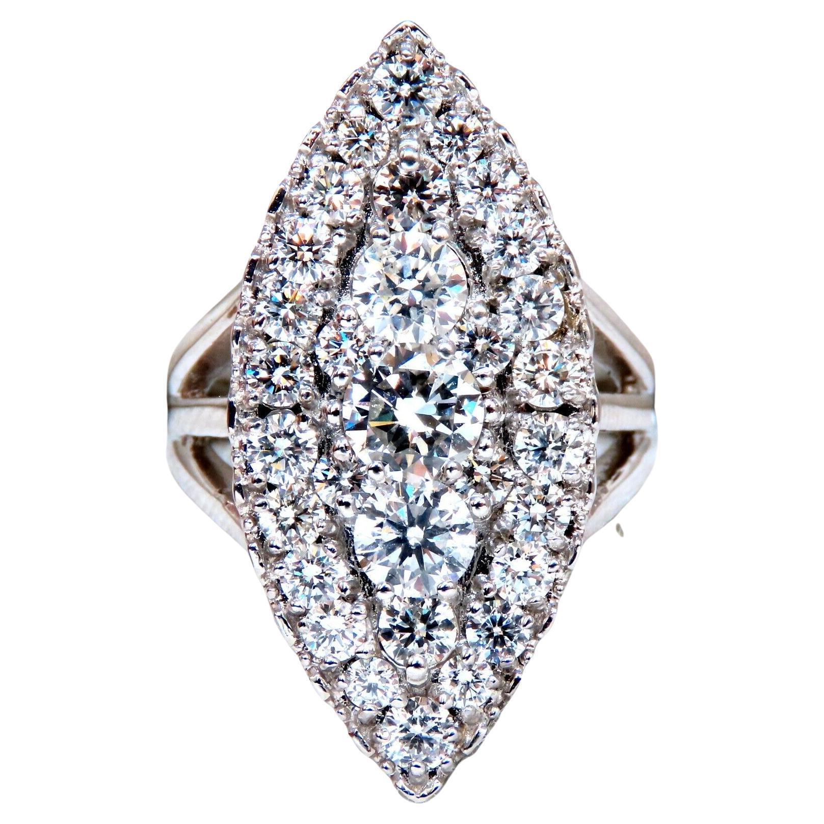 Bague certifiée GIA 4,42ct diamant rond naturel 18kt Marquise Cluster Glam