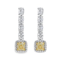 Roman Malakov GIA Certified 4.44 Carats Total Mixed Cut Diamond Drop Earrings