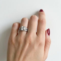 GIA Certified 4.45 Carat Asscher Cut Diamond Platinum Engagement Ring Set