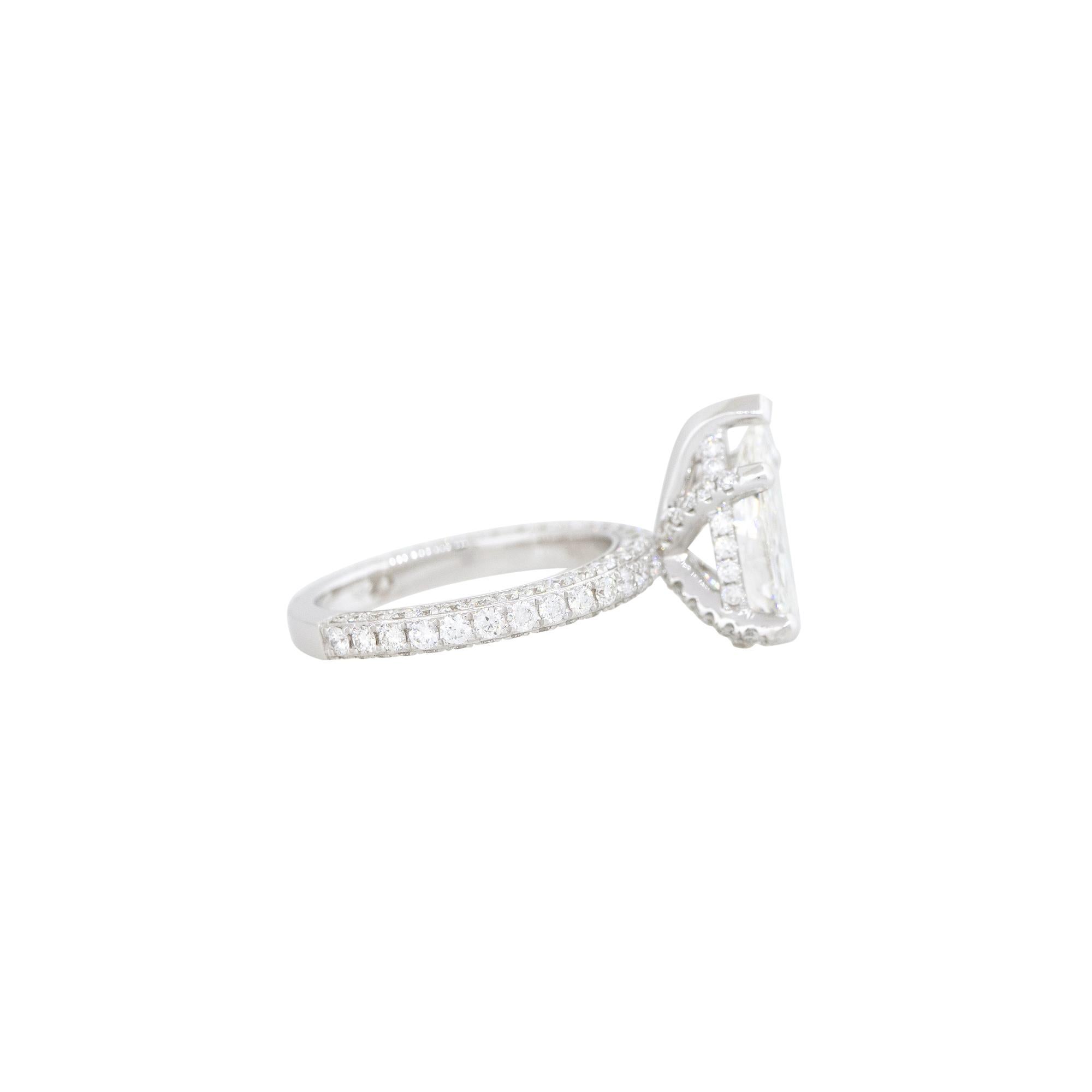 Modern GIA Certified 4.45 Carat Pear Shaped Diamond Engagement Ring 18 Karat In Stock For Sale