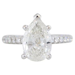 Used GIA Certified 4.45 Carat Pear Shaped Diamond Engagement Ring 18 Karat In Stock