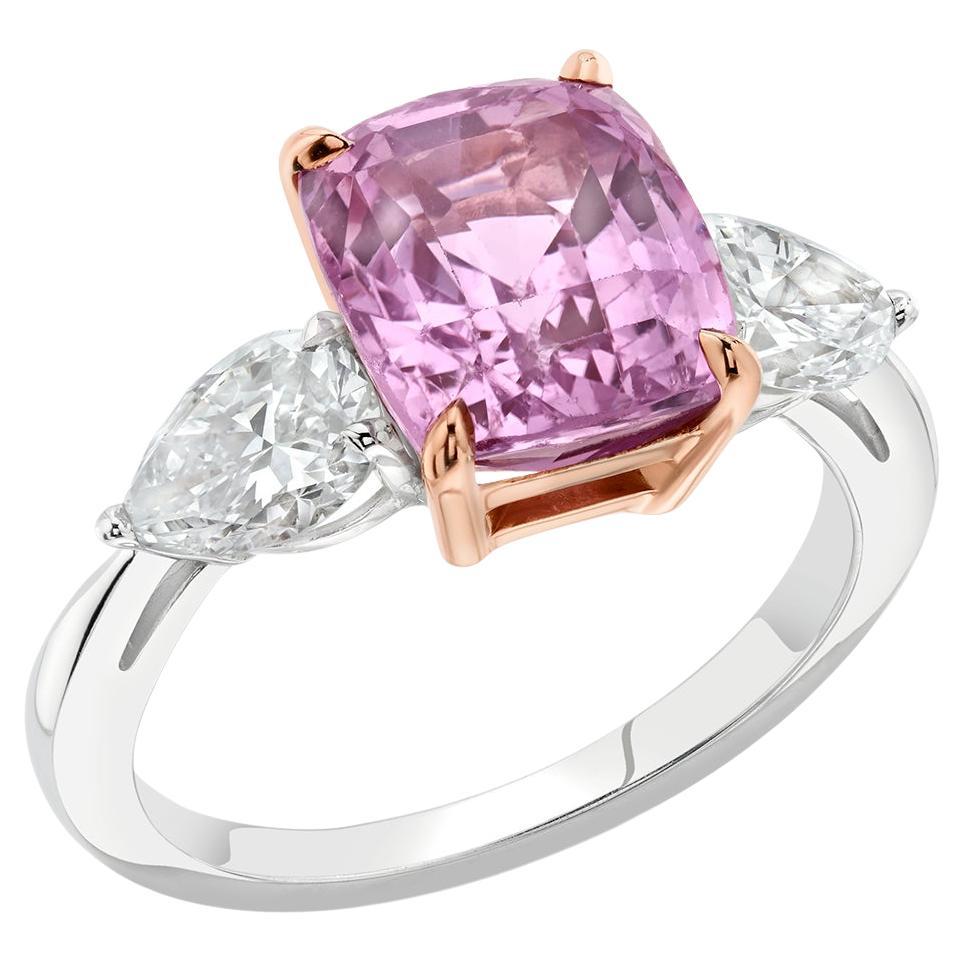 GIA Certified 4.45 Carat Pink Sapphire and Diamond Ring