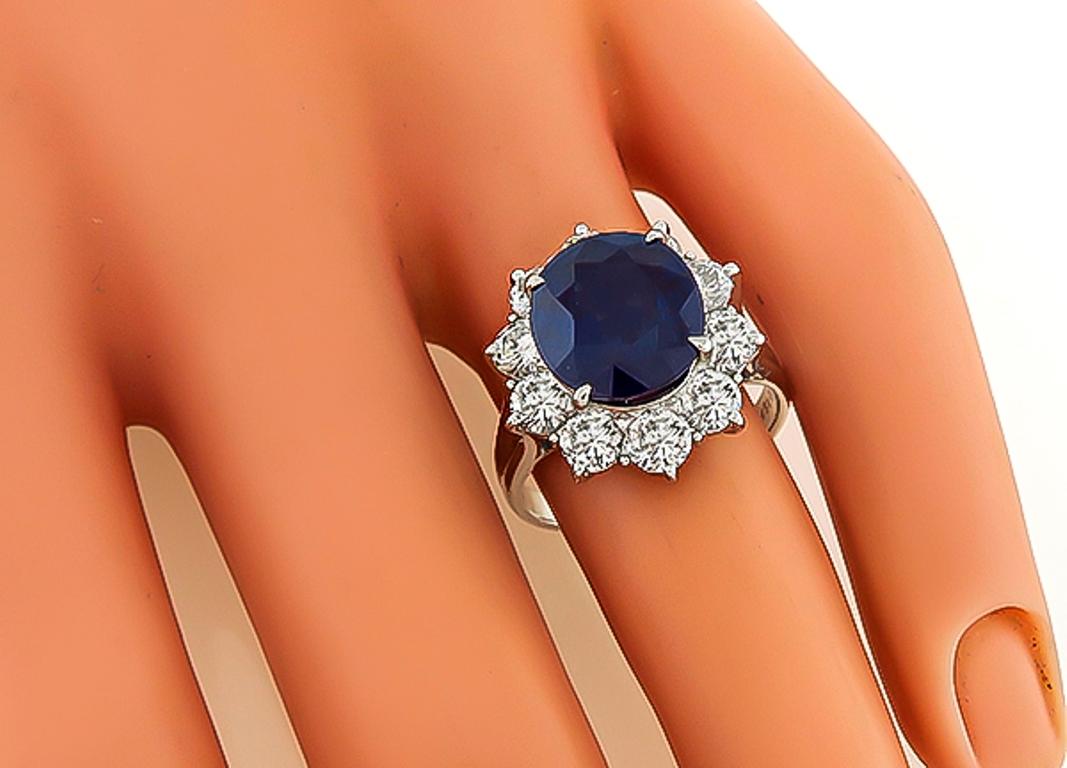 Oval Cut GIA Certified 4.45 Carat Sapphire Diamond Engagement Ring For Sale