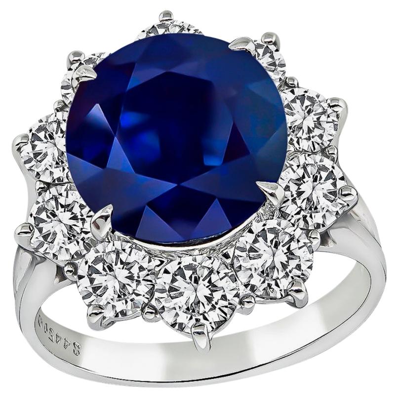 Bague de fiançailles en saphir et diamant de 4,45 carats, certifiée par le GIA en vente