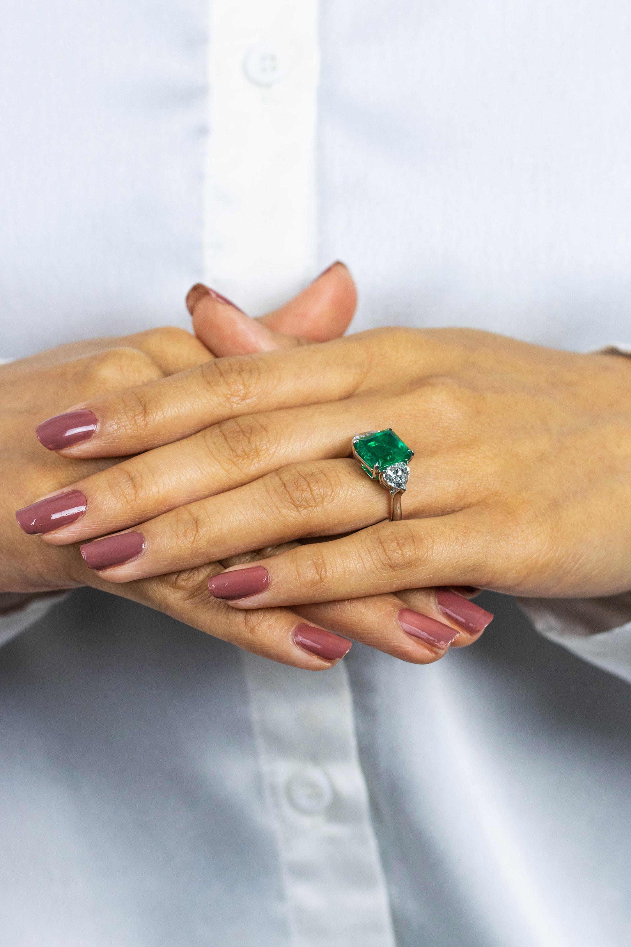 Lab Emerald Celtic Trinity Knot ring - 14K White Gold |JewelsForMe