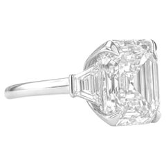 GIA Certified 4.01 Carat Square Emerald Cut Diamond D Color VVS2 Clarity Ring