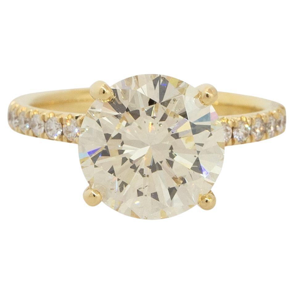 GIA Certified 4.47 Carat Round Diamond Halo Engagement Ring 18 Karat in Stock